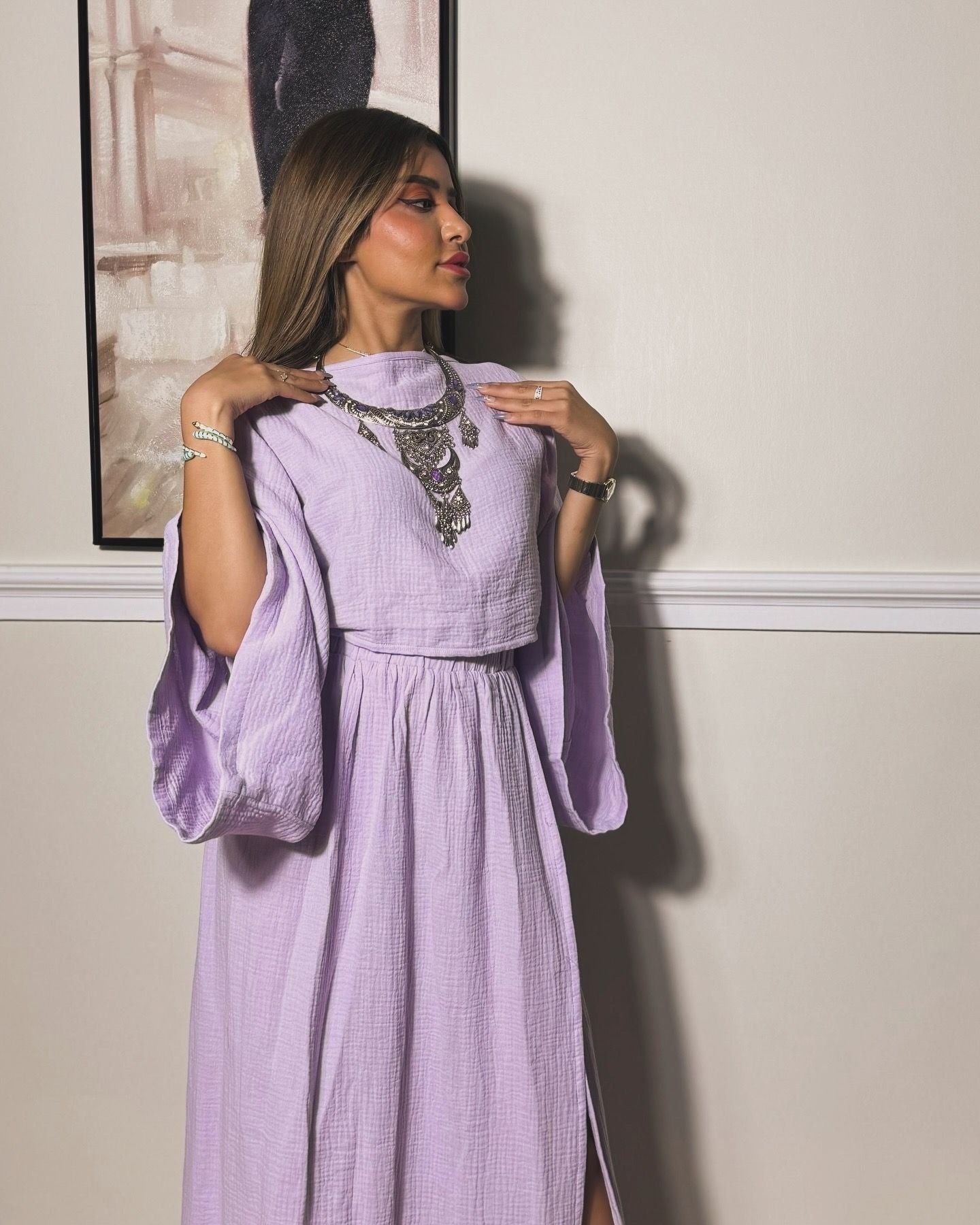 فستان قماش ناعم لافندر