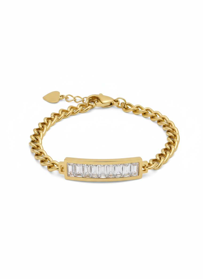 إسوارة معدن مطلي ذهب كريستال