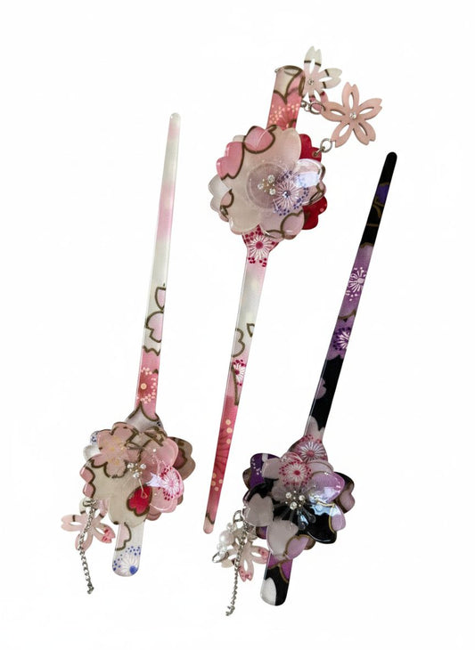 دبابيس شعر كانزاشي أكريليك ساكورا