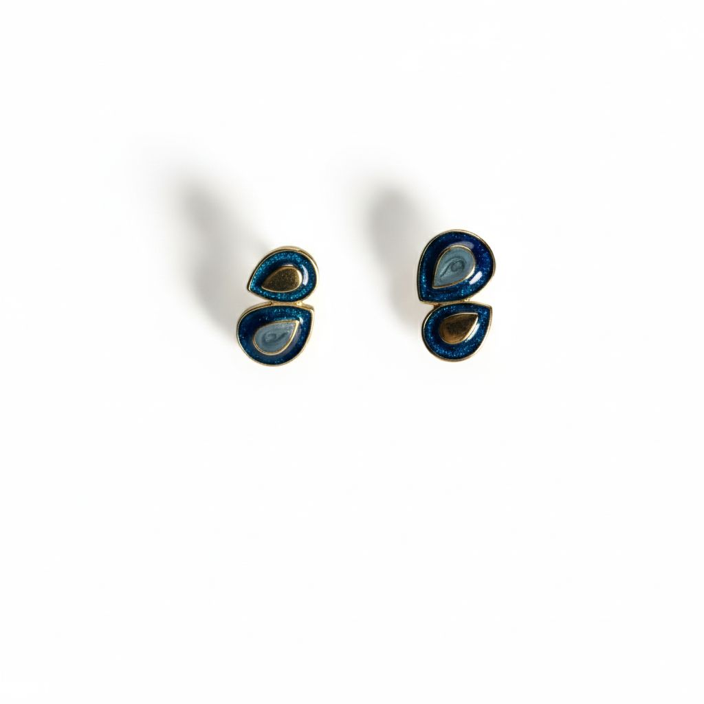 حلق معدني مزدوج أزرق ملكي