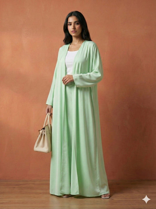 عباية ساتان خضراء سادة فاخرة