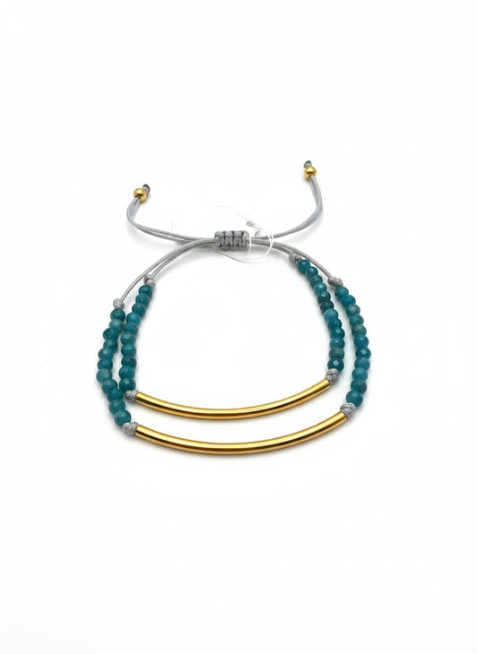 إسوارة خرز فيروزي مطلي ذهب