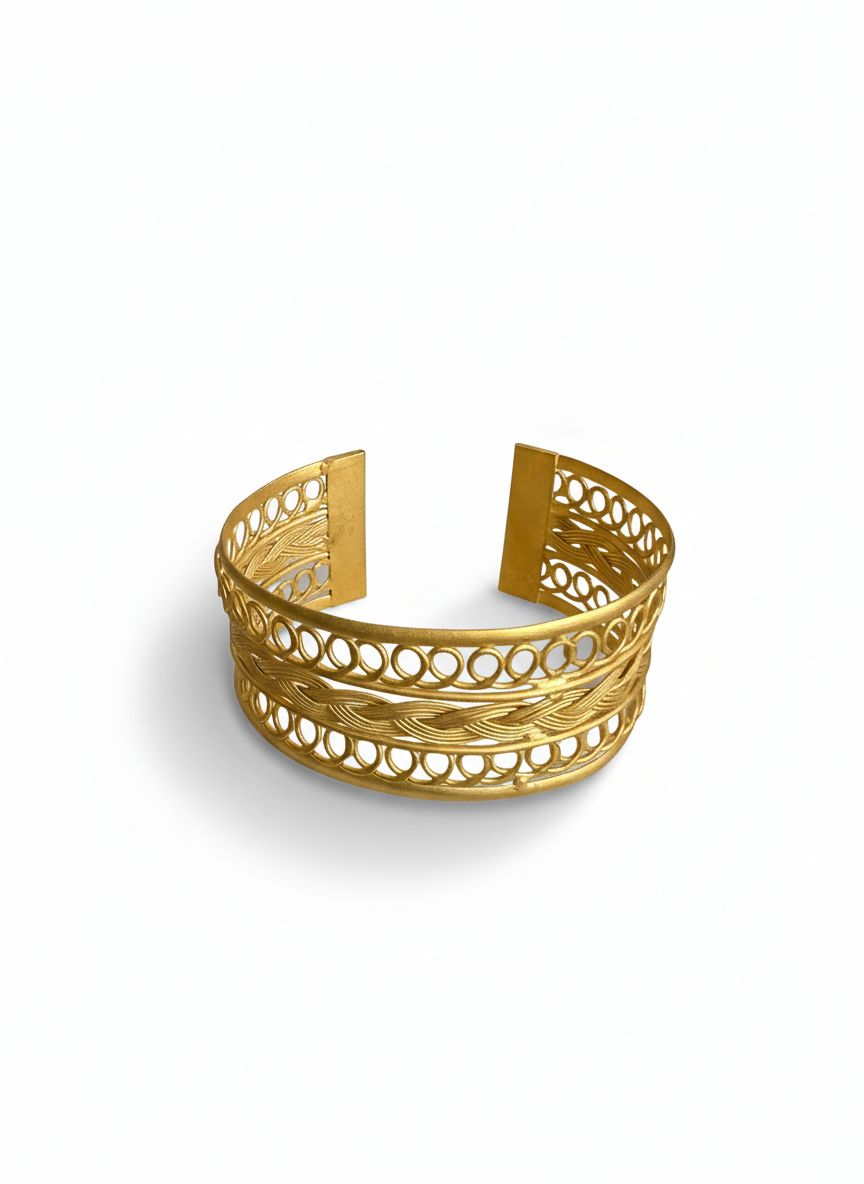 إسوارة معدن مطلي ذهب هندسية