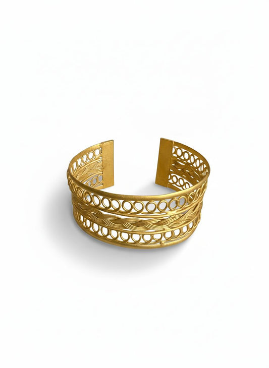 إسوارة معدن مطلي ذهب هندسية