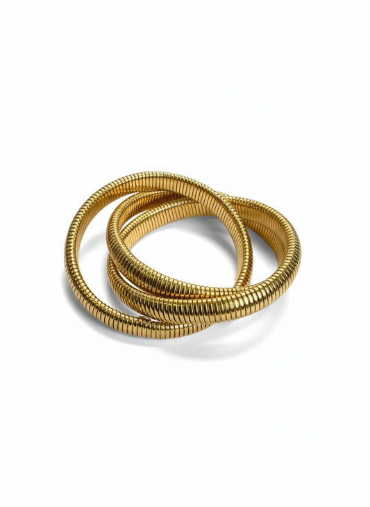 سوار معدني مطلي ذهب حلزوني