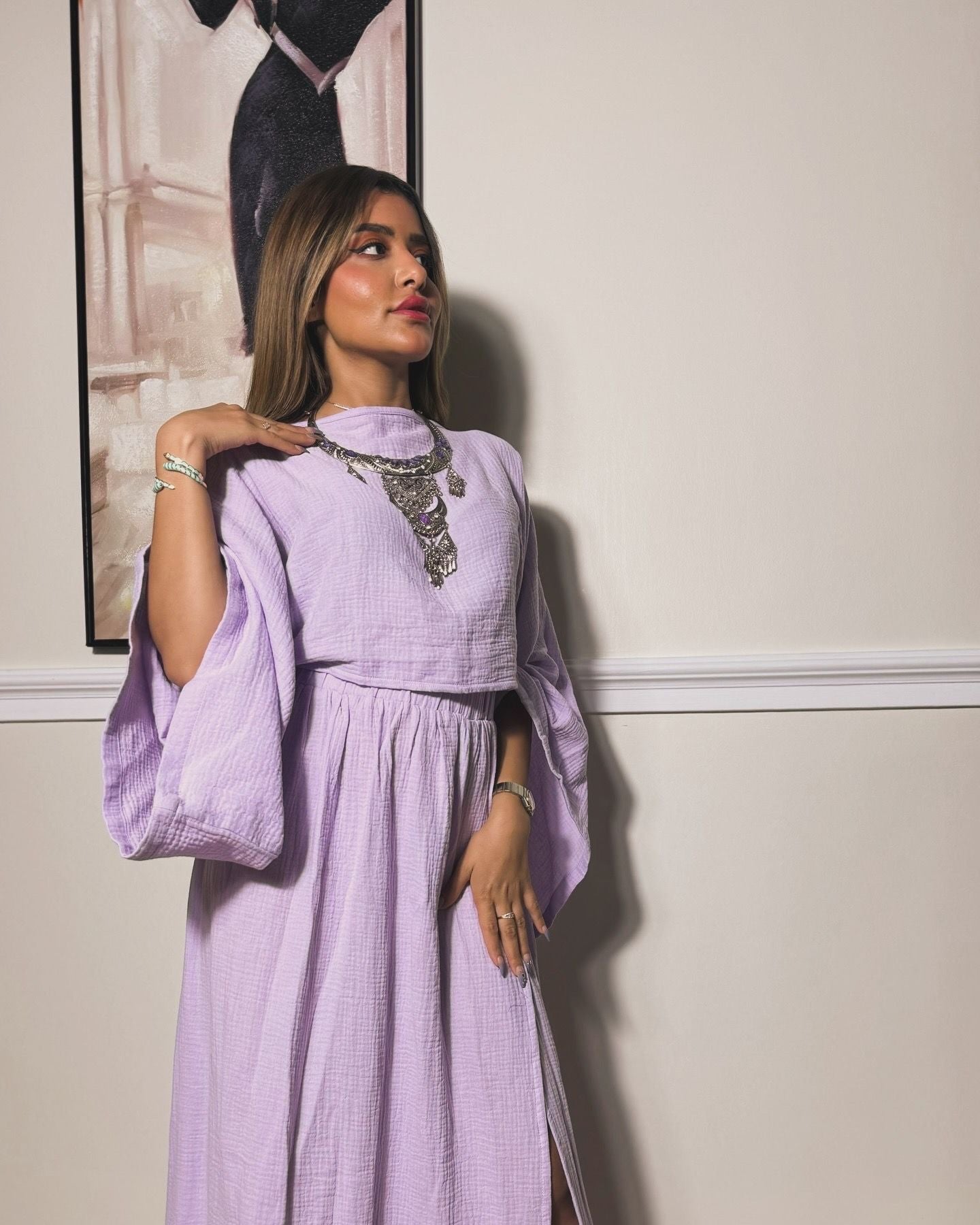 فستان قماش ناعم لافندر