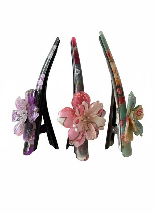 مشابك شعر معدنية بنقشة الساكورا