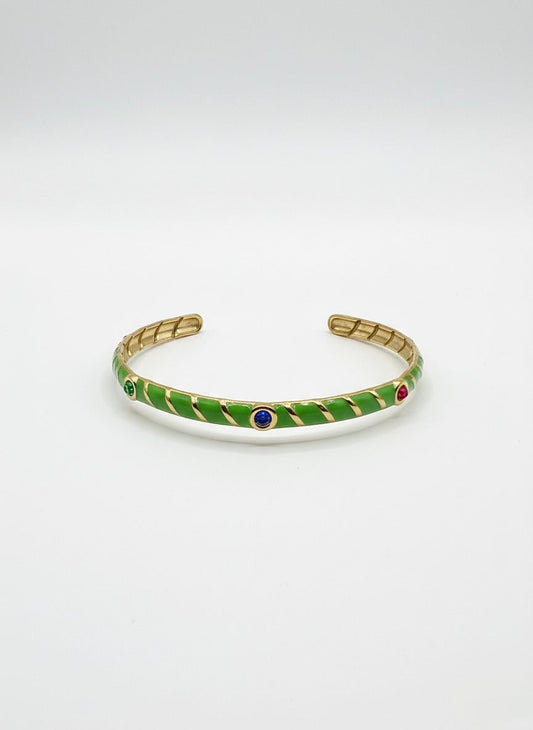 إسوارة معدن مطلي ذهب خضراء