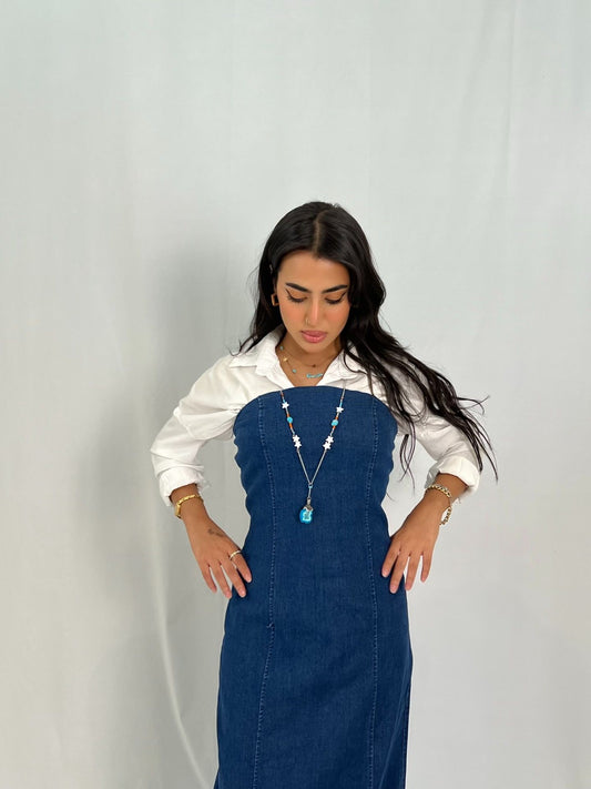 فستان جينز طويل أزرق