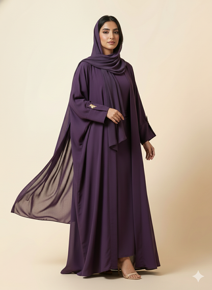 عباية حرير سيلادون بنفسجي