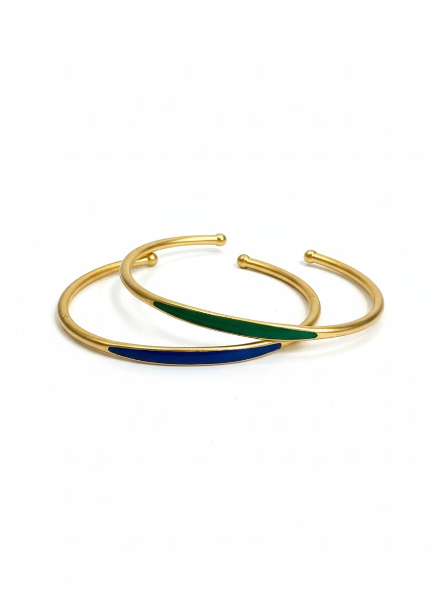 إسوارتان معدن مطلي ذهب بمينا