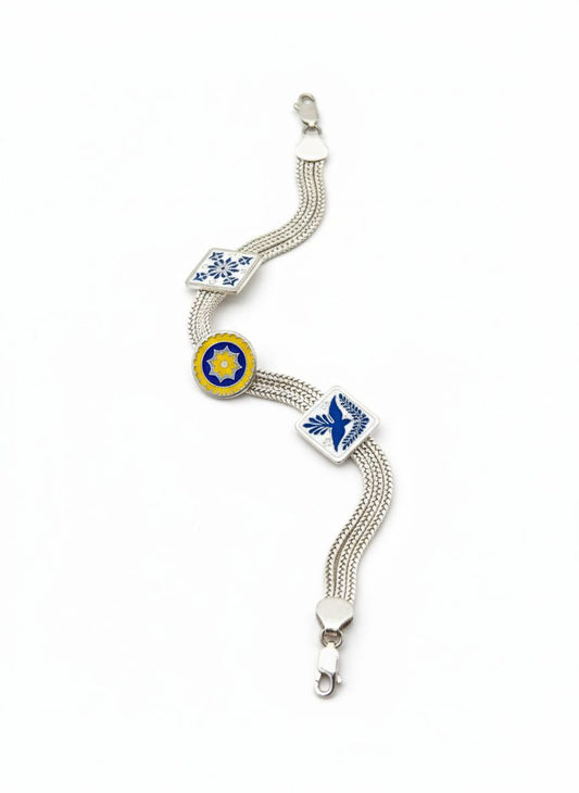 سوار نسائي معدن فضي مزخرف