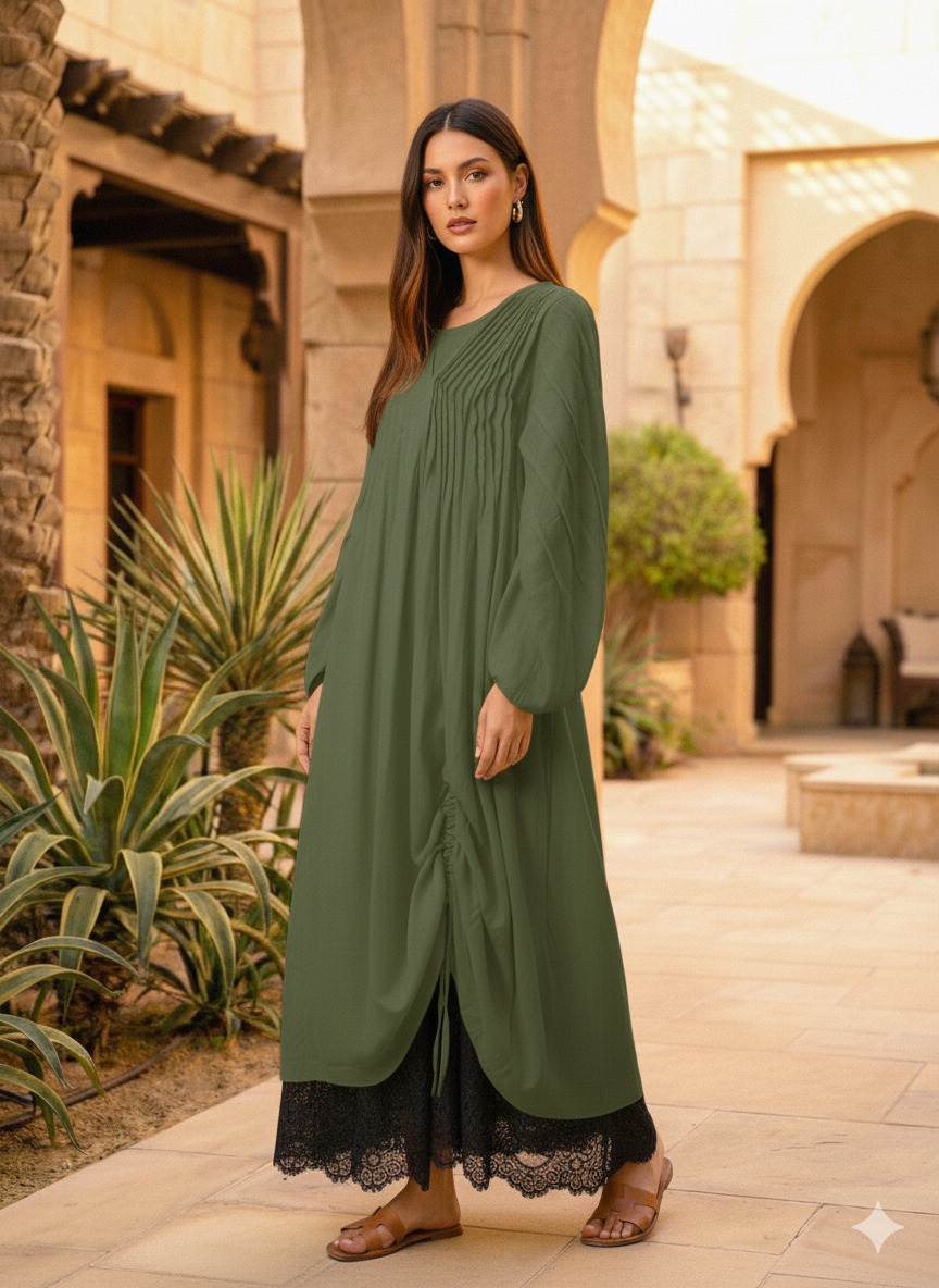 جلابية سهرة سويسري لون خضراء