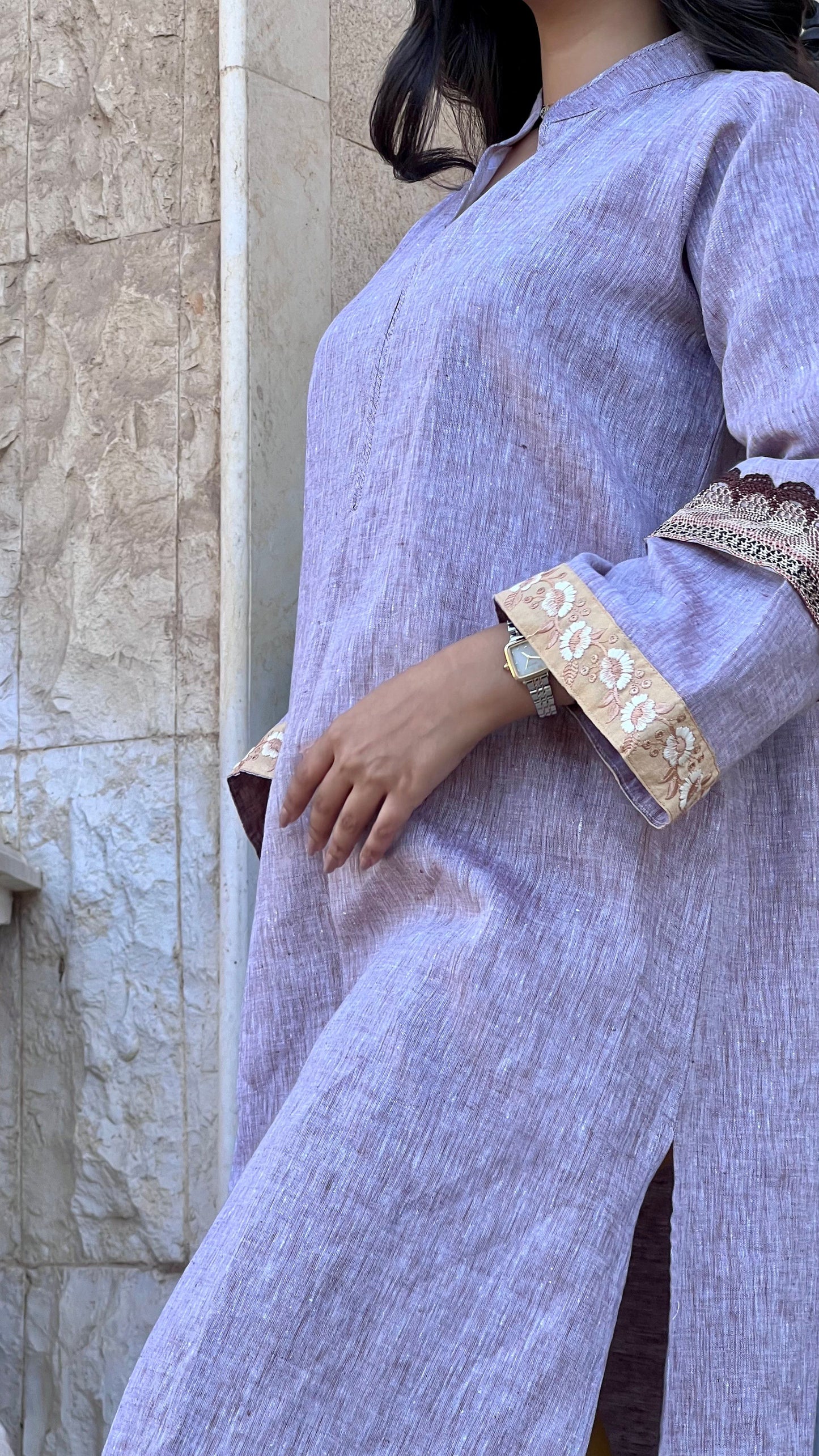 طقم كرتي قماش بنفسجي فاتح