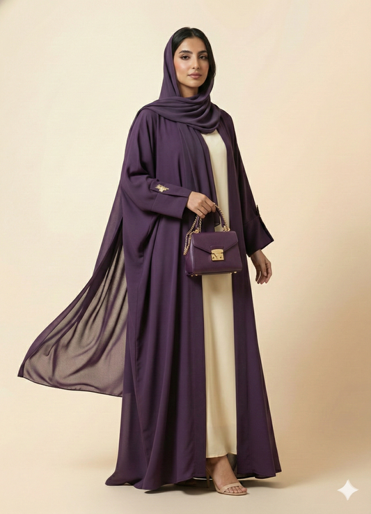 عباية حرير سيلادون بنفسجي